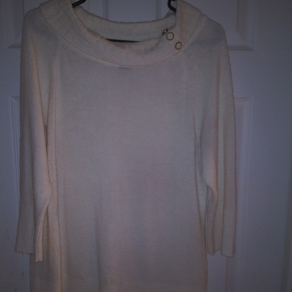 Cream sweater w/ gold accent buttons
